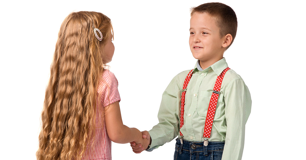 boy and girl shaking hand