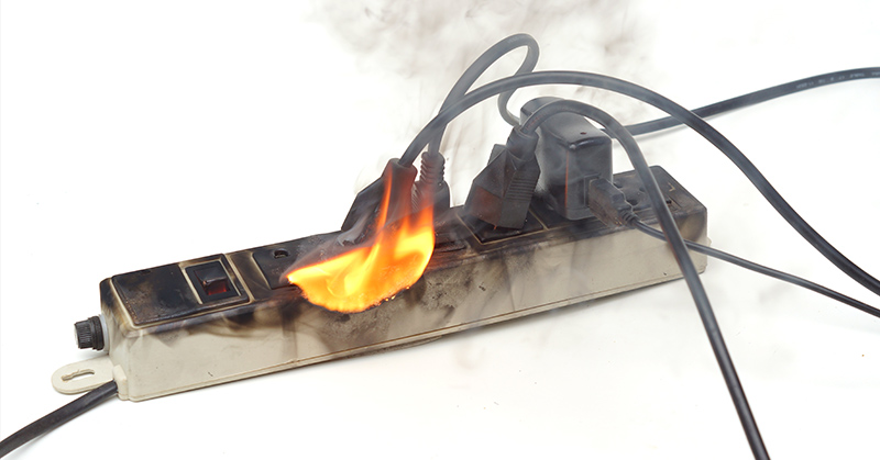 power strip on fire