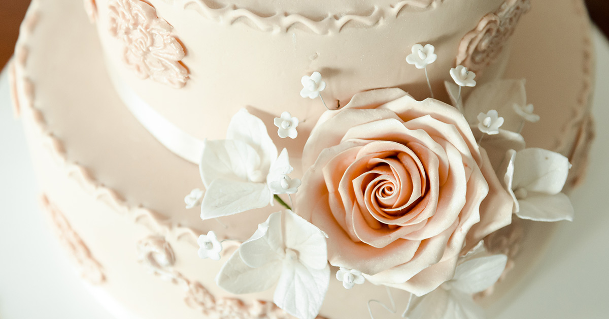 wedding cake with decorative rose
